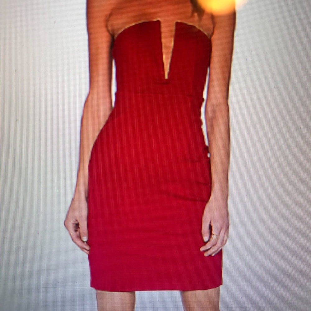 Revolve NBD deep V midi dress - red size Small